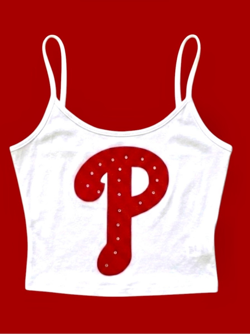 Phillies white tank top with rhinestones